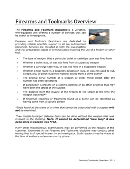 Firearms and Toolmarks Overview