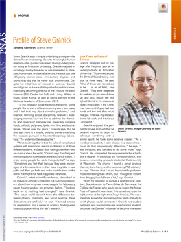 Profile of Steve Granick PROFILE