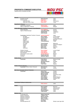 PROPOSTA COMISSIÓ EXECUTIVA Federació De Les Comarques De Lleida