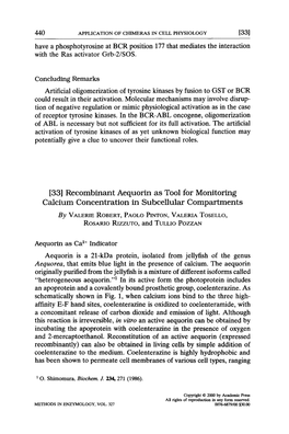 [33] Recombinant Aequorin As Tool for Monitoring Calcium Concentration in Subcellular Compartments