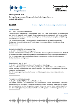 Begleitprogramm Zum Klangkunstfestival (Pdf)