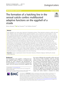 The Formation of a Hatching Line in the Serosal Cuticle Confers Multifaceted