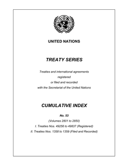 Treaty Series Cumulative Index