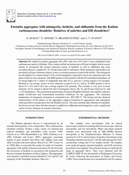 Enstatite Aggregates with Niningerite, Heideite, and Oldhamite from the Kaidun Carbonaceous Chondrite: Relatives of Aubrites and EH Chondrites?