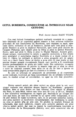 Getul Burebista, Conducător Al Intregului Neam Geto-Dac