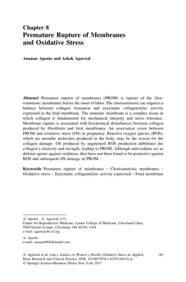 Premature Rupture of Membranes and Oxidative Stress