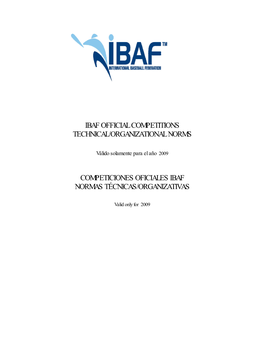 Ibaf Official Competitions Technical/Organizational Norms