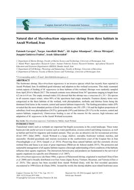 Natural Diet of Macrobrachium Nipponense Shrimp from Three Habitats in Anzali Wetland, Iran