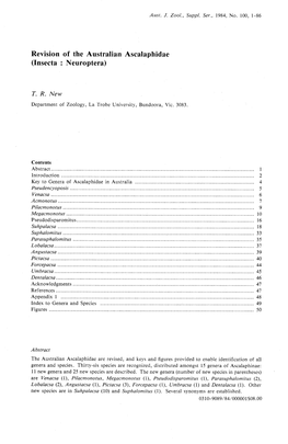 Revision of the Australian Ascalaphidae (Insecta : Neuroptera)