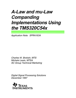 A-Law and Mu-Law Companding Implementations Using the Tms320c54x