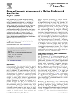 Single-Cell Genomic Sequencing Using Multiple Displacement Amplification