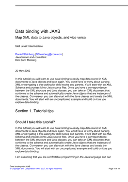 Data Binding with JAXB Map XML Data to Java Objects, and Vice Versa