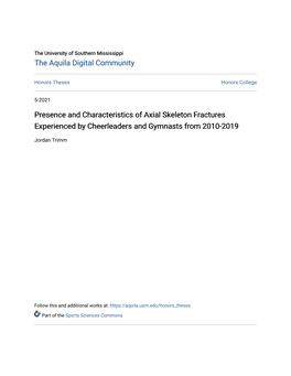 Presence and Characteristics of Axial Skeleton Fractures Experienced by Cheerleaders and Gymnasts from 2010-2019