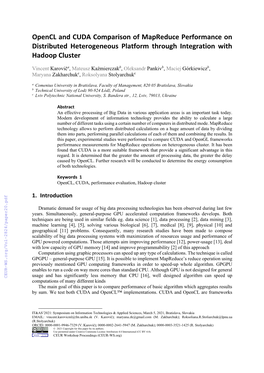 Opencl and CUDA Comparison of Mapreduce Performance on Distributed Heterogeneous Platform Through Integration with Hadoop Cluster