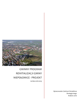 Gminny Program Rewitalizacji Gminy Niepołomice - Projekt