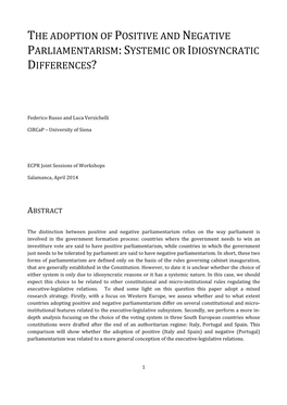 Negative Parliamentarism : Systemic Or Idiosyncratic Differences ?