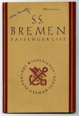 BREMEN PASSENC1ER LIST S