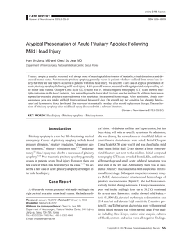 Atypical Presentation of Acute Pituitary Apoplex Following Mild Head Injury