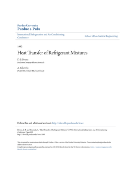 Heat Transfer of Refrigerant Mixtures D