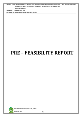 Pre – Feasibility Report