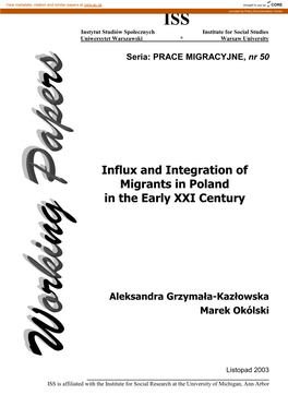 Influx and Integration of Migrants in Poland in the Early XXI Century