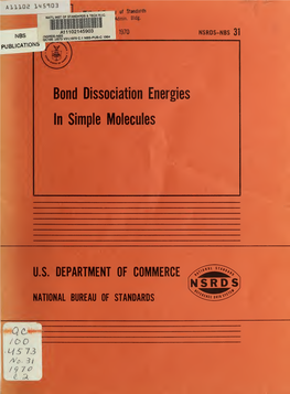 Bond Dissociation Energies in Simple Molecules