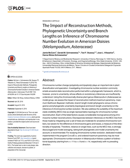 The Impact of Reconstruction Methods, Phylogenetic Uncertaintyand Branch Lengths on Inferenceof Chromosomenumber Evolutionin American Daisies (Melampodium, Asteraceae)
