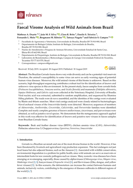 Faecal Virome Analysis of Wild Animals from Brazil