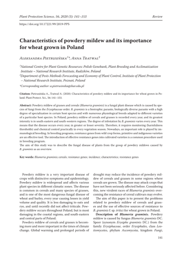 Characteristics of Powdery Mildew and Its Importance for Wheat Grown in Poland