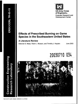 Effects of Prescribed Burning on Game Species in the Southeastern United States a Literature Review Deborah S