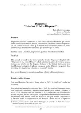 Discurso: “Estados Unidos Hispano”1