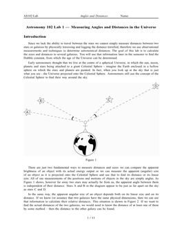 Astronomy 102 Lab 1 — Measuring Angles and Distances in the Universe