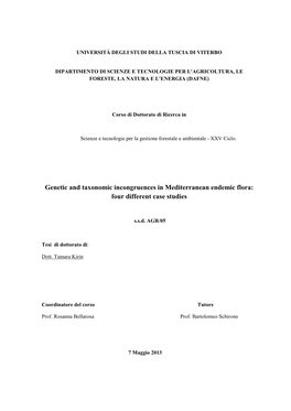 Genetic and Taxonomic Incongruences in Mediterranean Endemic Flora: Four Different Case Studies