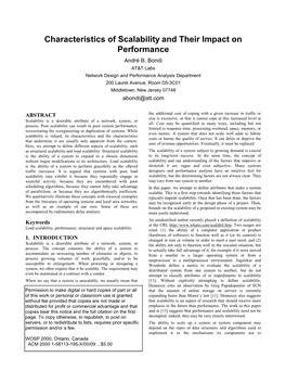 Characteristics of Scalability and Their Impact on Performance André B