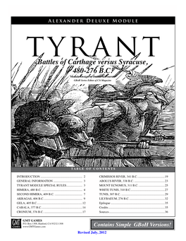 Battles of Carthage Versus Syracuse, 480-276 B.C. Module Design by Daniel A