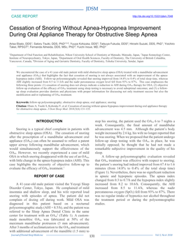 Cessation of Snoring Without Apnea-Hypopnea Improvement During Oral Appliance Therapy for Obstructive Sleep Apnea