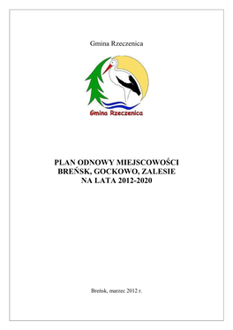 Plan Odnowy Miejscowości Breńsk, Gockowo, Zalesie Na Lata 2012-2020