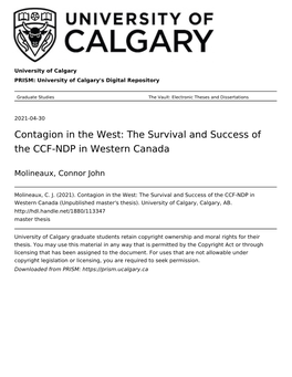 The Survival and Success of the CCF-NDP in Western Canada