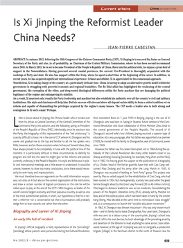 Is Xi Jinping the Reformist Leader China Needs? JEAN-PIERRE CABESTAN