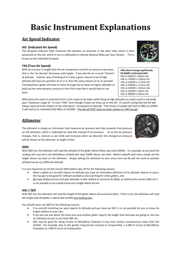 Basic Instrument Explanations