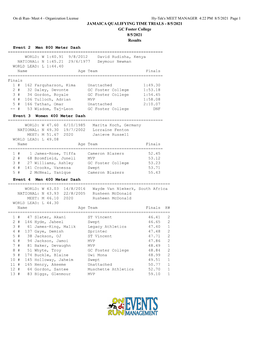 Jamaica Qualifying Time Trials