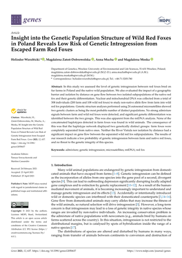 Insight Into the Genetic Population Structure of Wild Red Foxes in Poland Reveals Low Risk of Genetic Introgression from Escaped Farm Red Foxes