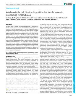 Afadin Orients Cell Division to Position the Tubule Lumen in Developing Renal Tubules Lei Gao1, Zhufeng Yang1, Chitkale Hiremath1, Susan E