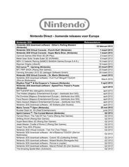 Nintendo Direct Schedule NLBE