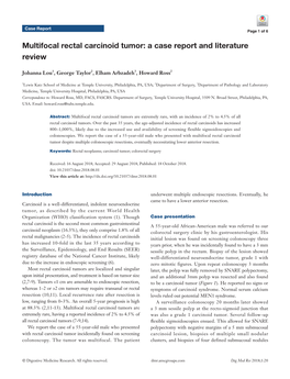 Multifocal Rectal Carcinoid Tumor: a Case Report and Literature Review