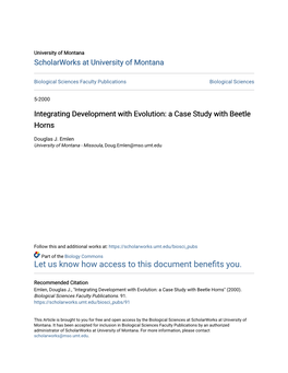 Integrating Development with Evolution: a Case Study with Beetle Horns