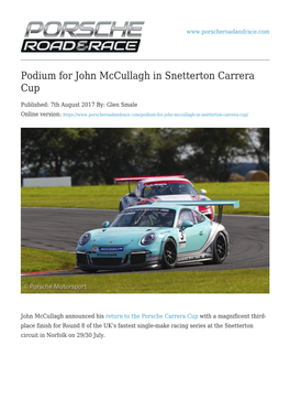 Podium for John Mccullagh in Snetterton Carrera Cup