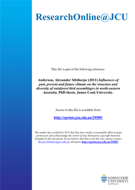 Influences of Past, Present and Future Climate on the Structure and Diversity of Rainforest Bird Assemblages in North-Eastern Australia