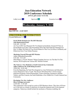 Jazz Education Network 2019 Conference Schedule Wednesday