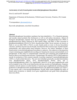 An Inventory of Early Branch Points in Microbial Phosphonate Biosynthesis